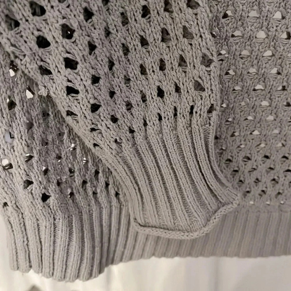 BUFFALO  Cotton Crop V-Neck Sweater Cutout Back, Size L - Picture 5 of 7